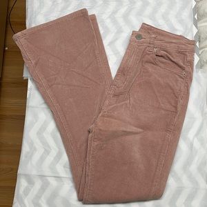 Salmon colored corduroy flared jeans